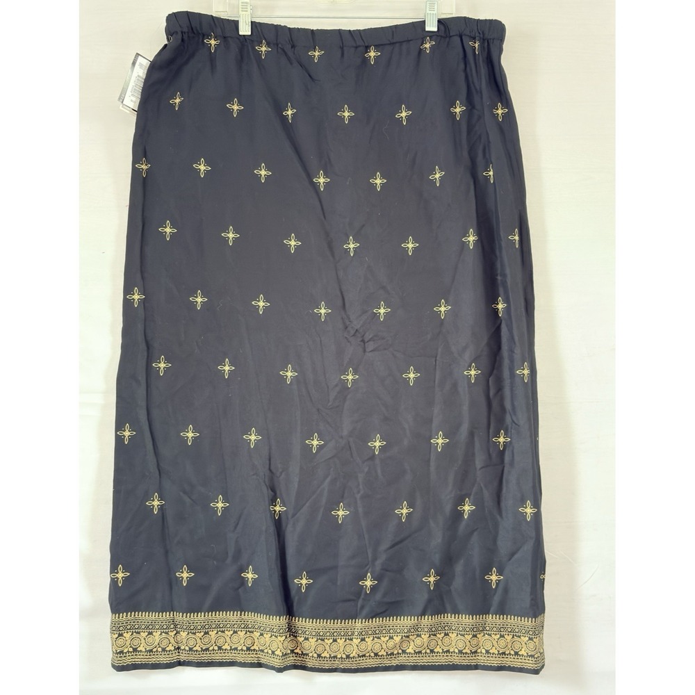 Sag‎ Harbor black gold sheath skirt faux embrodiery Extra Large NwT